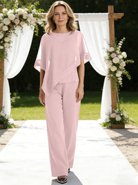 Pantsuits Separates V-Neck Asymmetrical Three-Piece Floor-Length Mother of the Bride Dresses