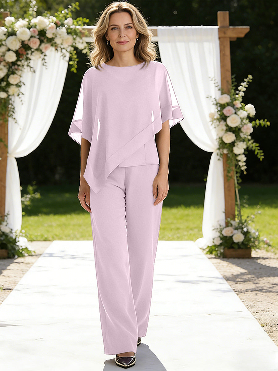 Pantsuits Separates V-Neck Asymmetrical Three-Piece Floor-Length Mother of the Bride Dresses