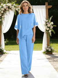 Pantsuits Separates V-Neck Asymmetrical Three-Piece Floor-Length Mother of the Bride Dresses