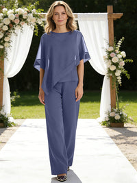 Pantsuits Separates V-Neck Asymmetrical Three-Piece Floor-Length Mother of the Bride Dresses