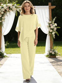 Pantsuits Separates V-Neck Asymmetrical Three-Piece Floor-Length Mother of the Bride Dresses