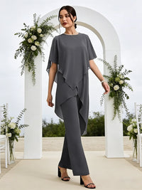 Pantsuits Separates Asymmetrical Floor-Length Mother of the Bride Dresses with Ruffle