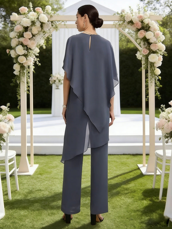 Pantsuits Separates Asymmetrical Floor-Length Mother of the Bride Dresses with Ruffle