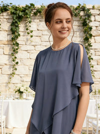 Pantsuits Separates Asymmetrical Floor-Length Mother of the Bride Dresses with Ruffle