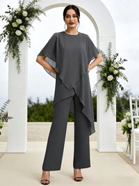 Pantsuits Separates Asymmetrical Floor-Length Mother of the Bride Dresses with Ruffle