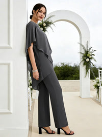 Pantsuits Separates Asymmetrical Floor-Length Mother of the Bride Dresses with Ruffle