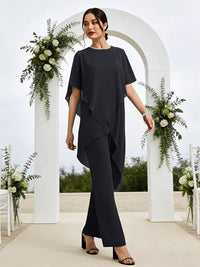 Pantsuits Separates Asymmetrical Floor-Length Mother of the Bride Dresses with Ruffle
