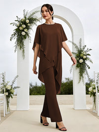 Pantsuits Separates Asymmetrical Floor-Length Mother of the Bride Dresses with Ruffle
