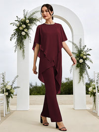Pantsuits Separates Asymmetrical Floor-Length Mother of the Bride Dresses with Ruffle