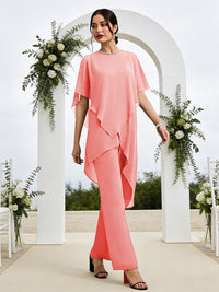 Pantsuits Separates Asymmetrical Floor-Length Mother of the Bride Dresses with Ruffle