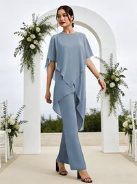 Pantsuits Separates Asymmetrical Floor-Length Mother of the Bride Dresses with Ruffle