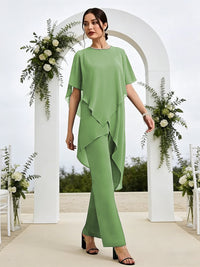 Pantsuits Separates Asymmetrical Floor-Length Mother of the Bride Dresses with Ruffle