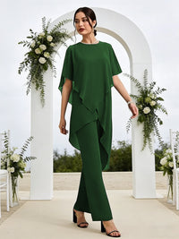 Pantsuits Separates Asymmetrical Floor-Length Mother of the Bride Dresses with Ruffle