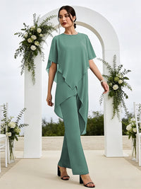 Pantsuits Separates Asymmetrical Floor-Length Mother of the Bride Dresses with Ruffle
