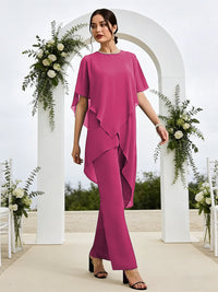 Pantsuits Separates Asymmetrical Floor-Length Mother of the Bride Dresses with Ruffle