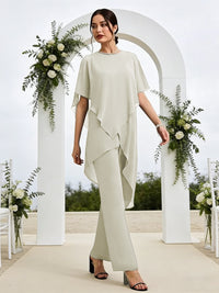 Pantsuits Separates Asymmetrical Floor-Length Mother of the Bride Dresses with Ruffle