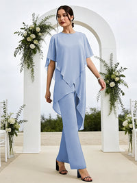 Pantsuits Separates Asymmetrical Floor-Length Mother of the Bride Dresses with Ruffle
