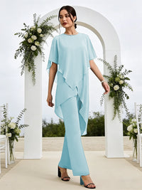 Pantsuits Separates Asymmetrical Floor-Length Mother of the Bride Dresses with Ruffle