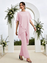 Pantsuits Separates Asymmetrical Floor-Length Mother of the Bride Dresses with Ruffle