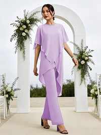 Pantsuits Separates Asymmetrical Floor-Length Mother of the Bride Dresses with Ruffle