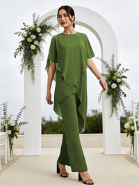 Pantsuits Separates Asymmetrical Floor-Length Mother of the Bride Dresses with Ruffle
