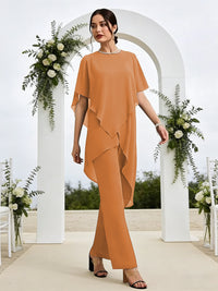 Pantsuits Separates Asymmetrical Floor-Length Mother of the Bride Dresses with Ruffle