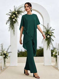 Pantsuits Separates Asymmetrical Floor-Length Mother of the Bride Dresses with Ruffle