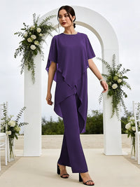 Pantsuits Separates Asymmetrical Floor-Length Mother of the Bride Dresses with Ruffle