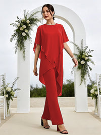 Pantsuits Separates Asymmetrical Floor-Length Mother of the Bride Dresses with Ruffle