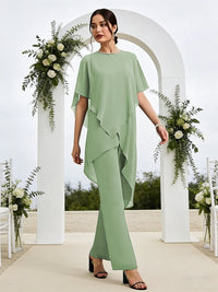 Pantsuits Separates Asymmetrical Floor-Length Mother of the Bride Dresses with Ruffle