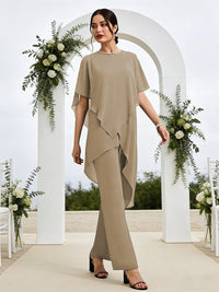 Pantsuits Separates Asymmetrical Floor-Length Mother of the Bride Dresses with Ruffle