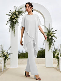 Pantsuits Separates Asymmetrical Floor-Length Mother of the Bride Dresses with Ruffle
