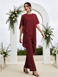 Pantsuits Separates Asymmetrical Floor-Length Mother of the Bride Dresses with Ruffle