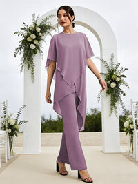 Pantsuits Separates Asymmetrical Floor-Length Mother of the Bride Dresses with Ruffle
