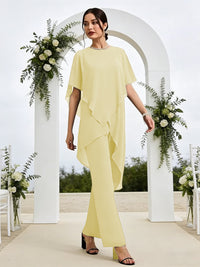 Pantsuits Separates Asymmetrical Floor-Length Mother of the Bride Dresses with Ruffle