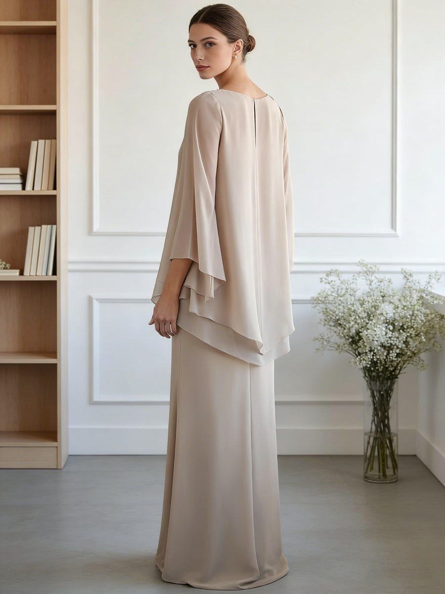 Sheath/Column Two-Piece Ruffle Floor-Length Mother of the Bride Dresses