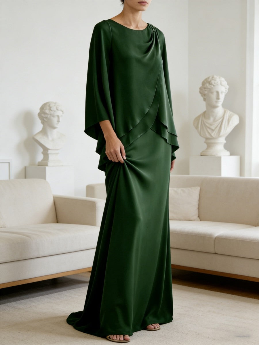 Sheath/Column Two-Piece Ruffle Floor-Length Mother of the Bride Dresses