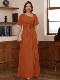 A-Line/Princess Asymmetrical Pleated Floor-Length Mother of the Bride Dresses with Sequins