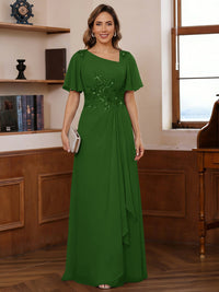 A-Line/Princess Asymmetrical Pleated Floor-Length Mother of the Bride Dresses with Sequins