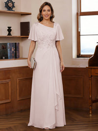 A-Line/Princess Asymmetrical Pleated Floor-Length Mother of the Bride Dresses with Sequins