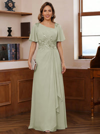 A-Line/Princess Asymmetrical Pleated Floor-Length Mother of the Bride Dresses with Sequins