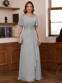 A-Line/Princess Asymmetrical Pleated Floor-Length Mother of the Bride Dresses with Sequins