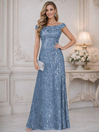 A-Line Off Shoulder Floor-Length Mother of the Bride Dresses with Sequins