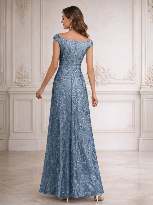 Sheath/Column Off Shoulder Floor-Length Mother of the Bride Dresses with Sequins