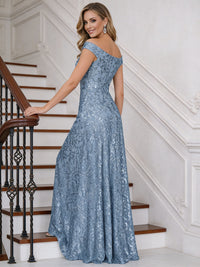 A-Line Off Shoulder Floor-Length Mother of the Bride Dresses with Sequins