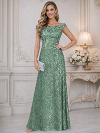 A-Line Off Shoulder Floor-Length Mother of the Bride Dresses with Sequins