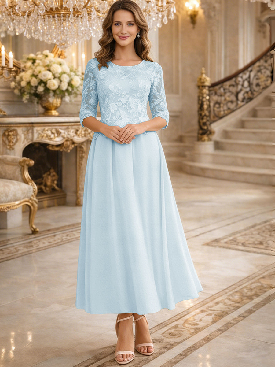 Shirees Emerald A-Line/Princess 3/4 Sleeves Ankle-Length Mother of the Bride Dresses with Lace Appliques 2026