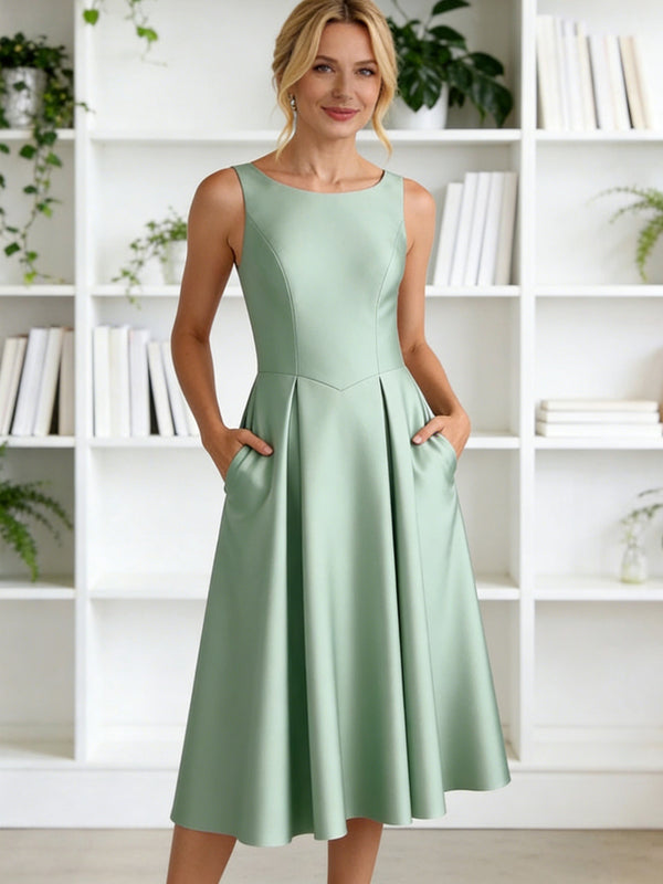 Sage Green Mother of the Bride Dresses 2026 for Women A-Line Scoop Neck Sleeveless Tea-Length Formal Wedding Guest Dresses Sage Green Mother of the Bride Dresses 2026 for Women A-Line Scoop Neck Sleeveless Tea-Length Formal Wedding Guest Dresses