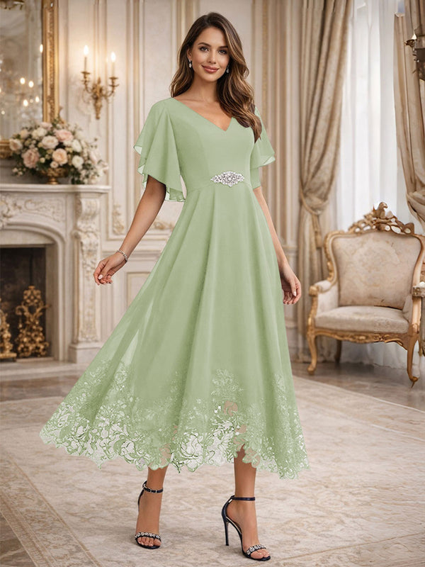 tea length sage green mother of the bride dresses Dusty Sage Mother of The Bride & Groom Dresses