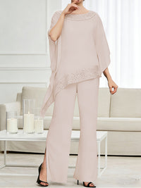 Pantsuits Separates Scoop Neck Sequins Asymmetrical Ankle-Length Mother of the Bride Dress with Slit